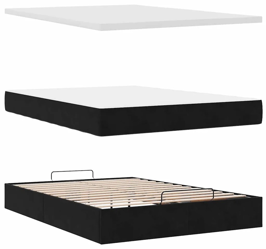Οθωμανικό κρεβάτι με στρώματα Μαύρο 140x190cm Βελούδο 3313471