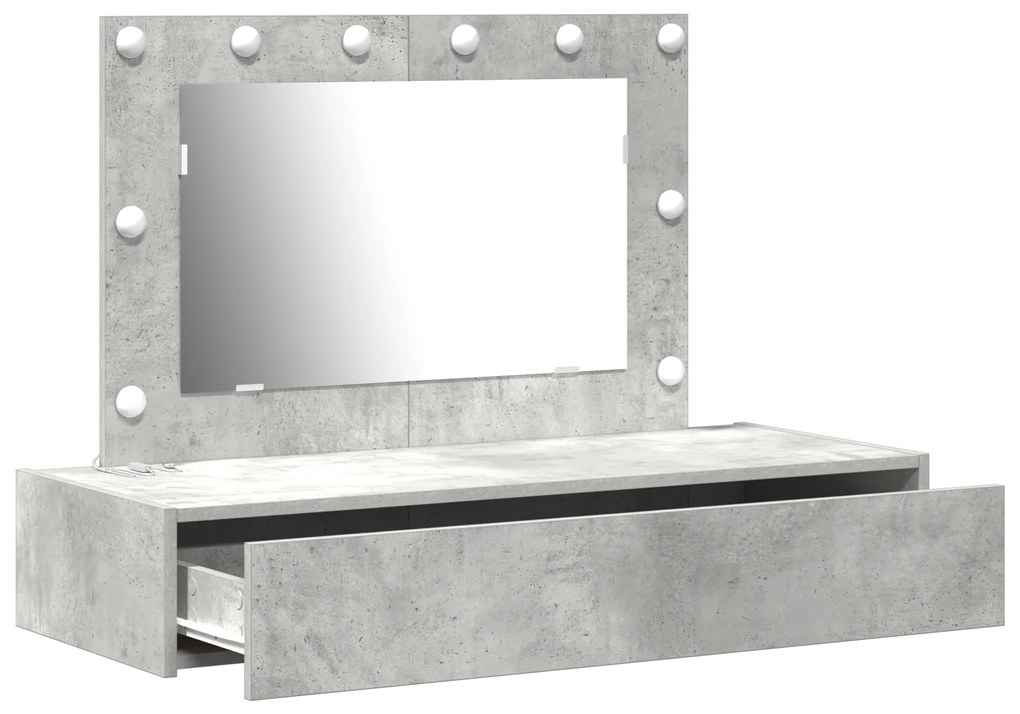 vidaXL Επιτοίχιο Dressing Table με LED Φώτα σε Concrete Grey