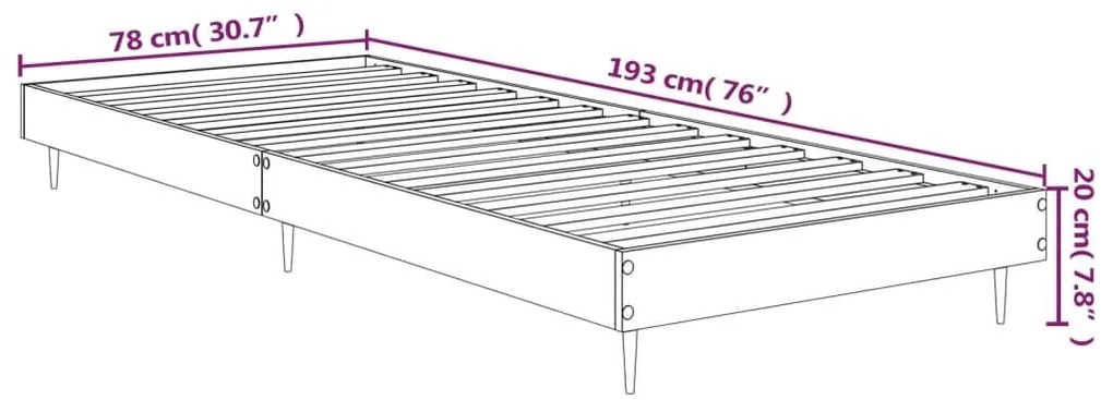 Πλαίσιο Κρεβατιού Χωρ. Στρώμα Sonoma Δρυς 75x190εκ Επεξ. Ξύλο - Καφέ