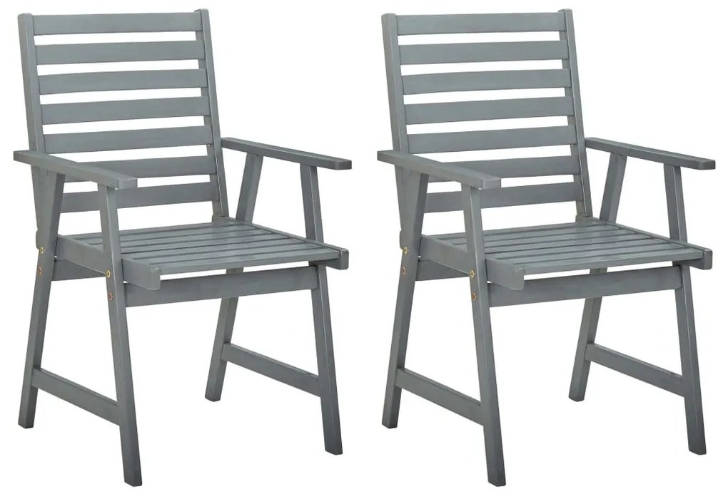 Καρέκλες Εξ. Χώρου 2 τεμ. από Μασίφ Ξύλο Ακακίας με Μαξιλάρια - Γκρι