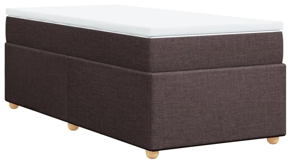 vidaXL Κρεβάτι Boxspring με Στρώμα Σκούρο Καφέ 100x200 εκ. Υφασμάτινο