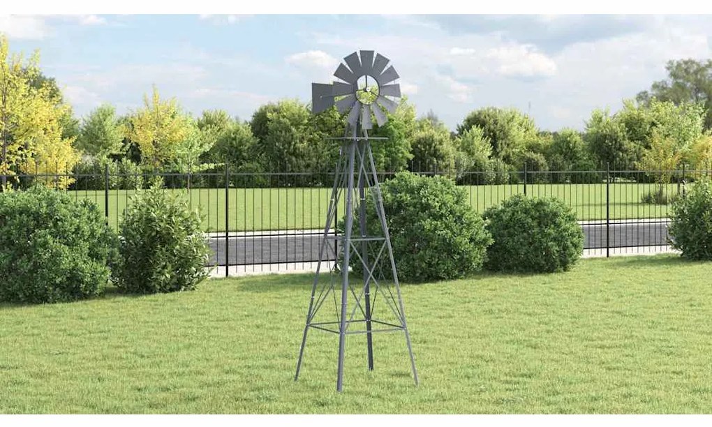 vidaXL Ανεμόμυλος Γκρι 84 x 68 x 245 εκ. Σίδερο