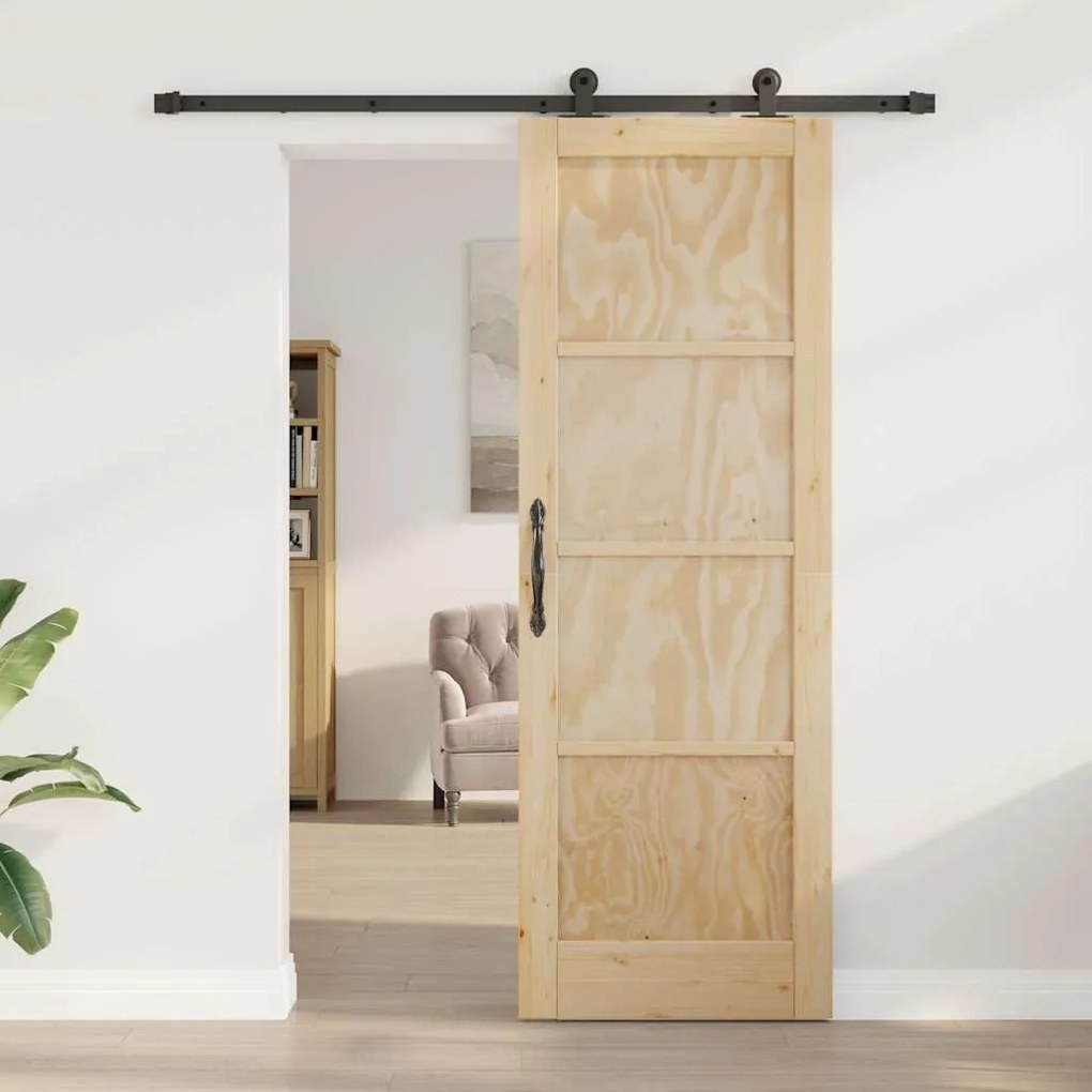 vidaXL Σετ Συρόμενης Πόρτας Φυσικό και μαύρο 73.5 x 211 εκ