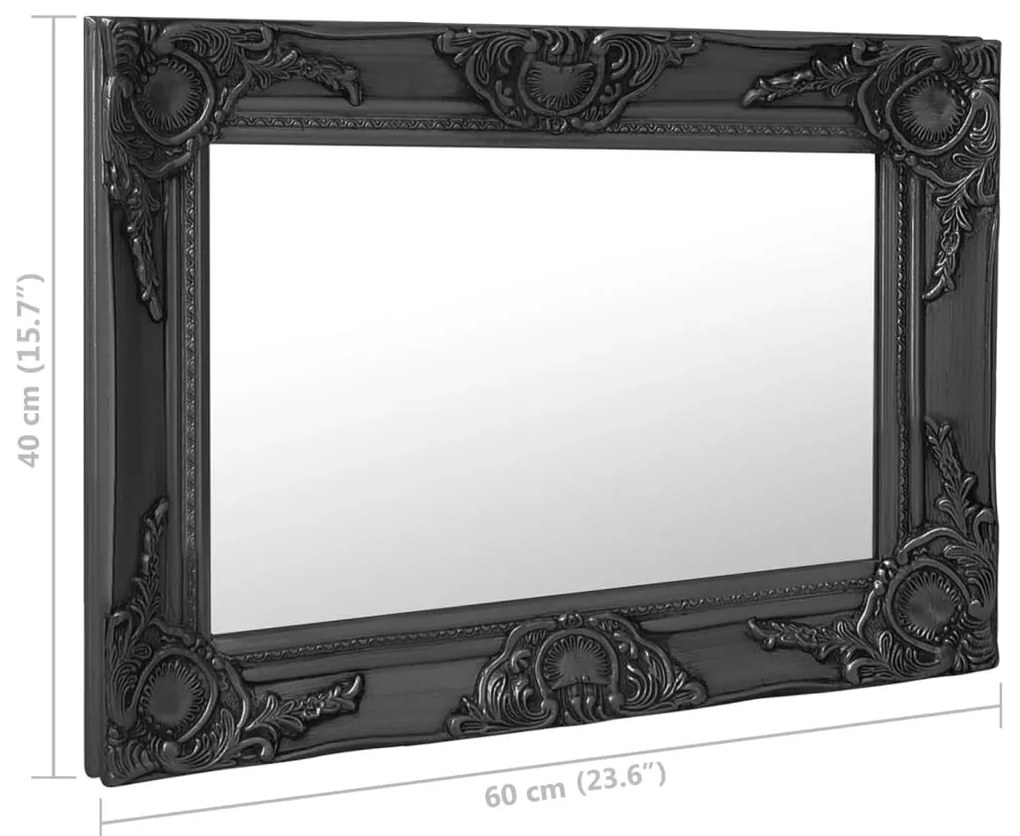 vidaXL Καθρέφτης Τοίχου με Μπαρόκ Στιλ Μαύρος 60 x 40 εκ.