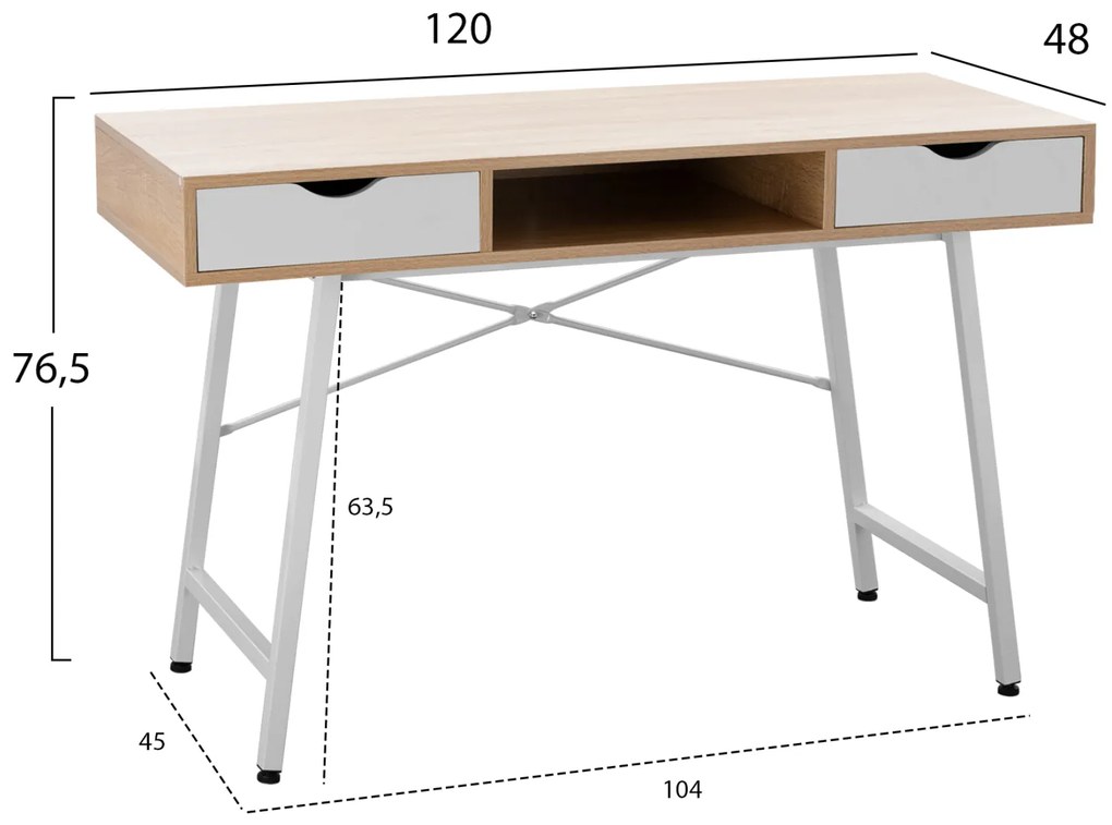 ΓΡΑΦΕΙΟ HM2128.01 SONAMA-ΛΕΥΚΟ ΜΕ ΛΕΥΚΟ ΜΑΤ ΣΚΕΛΕΤΟ 120Χ48Χ76,5 εκ.