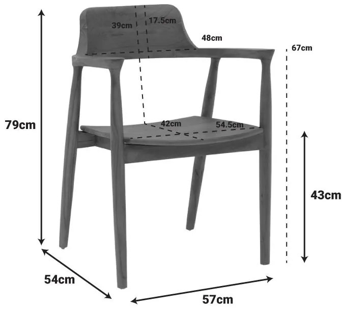 Καρέκλα - Πολυθρόνα Jambene teak ξύλο σε καρυδί απόχρωση 57x54x79 εκ. 57x54x79 εκ.