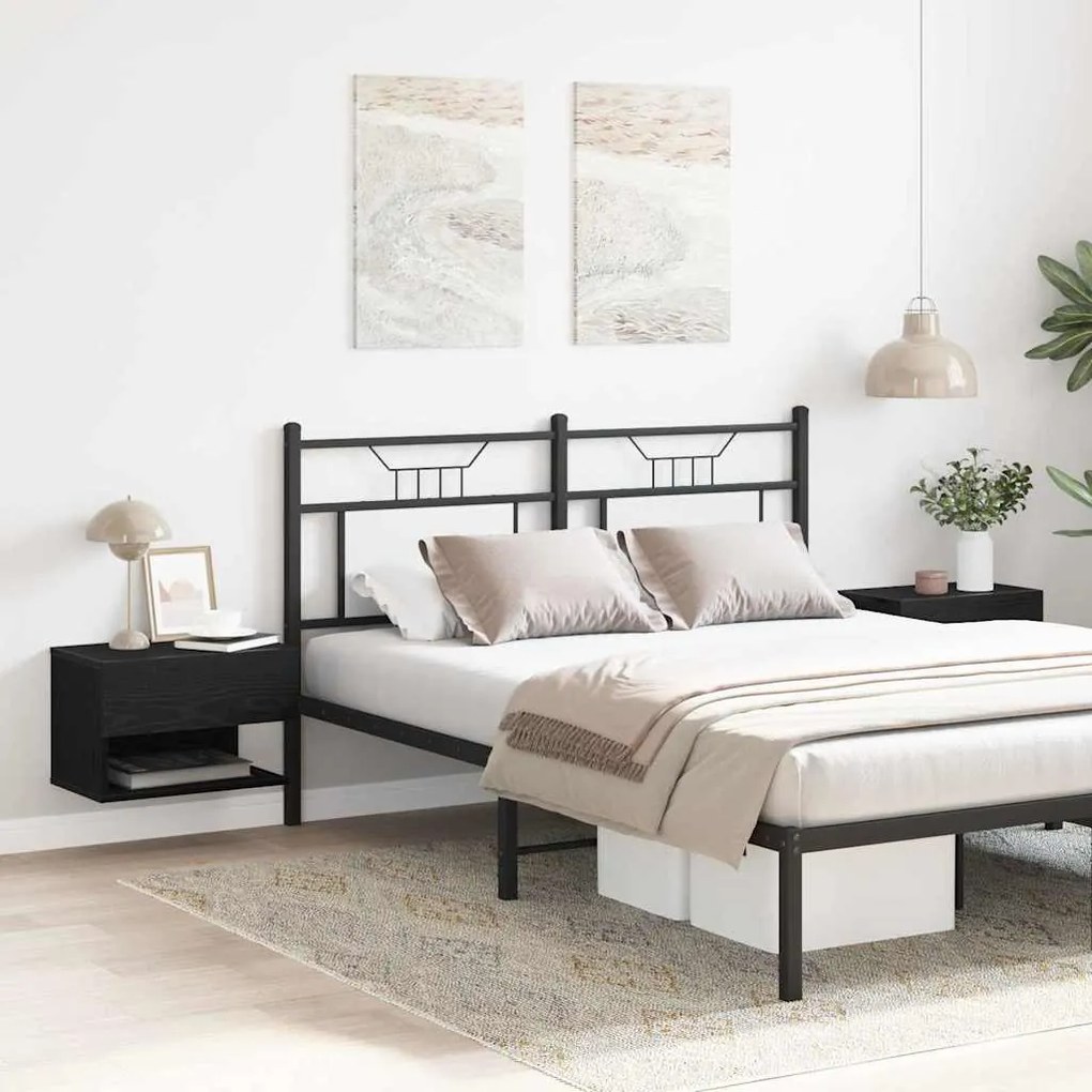 vidaXL Κομοδίνο 2 pcs Μαύρη Οξυά 46 x 30 x 30 εκ Επεξεργασμένο ξύλο