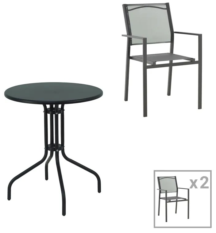 Intrahome Τραπεζαρία Vergo-Confidence σετ 3τεμ Intrahome μέταλλο σε μαύρη απόχρωση Φ60x70εκ | SKU: INTRAPA-311111031