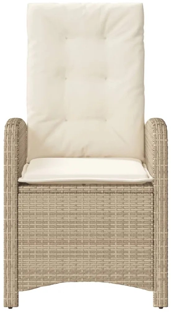 vidaXL Πολυθρόνα Κήπου Ανακλινόμενη Μπεζ Συνθετικό Ρατάν + Μαξιλάρια