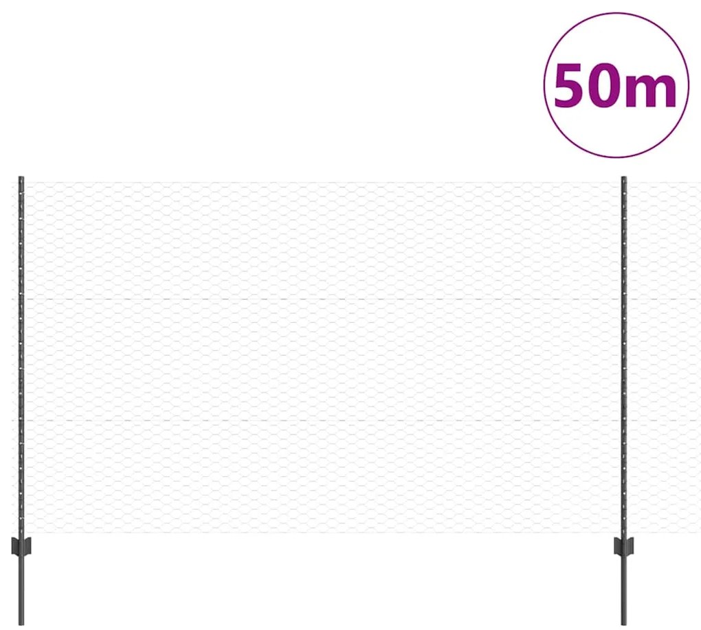 vidaXL Φράχτης με Στήλες. Γκρι 1.4 x 50 m Ατσάλι
