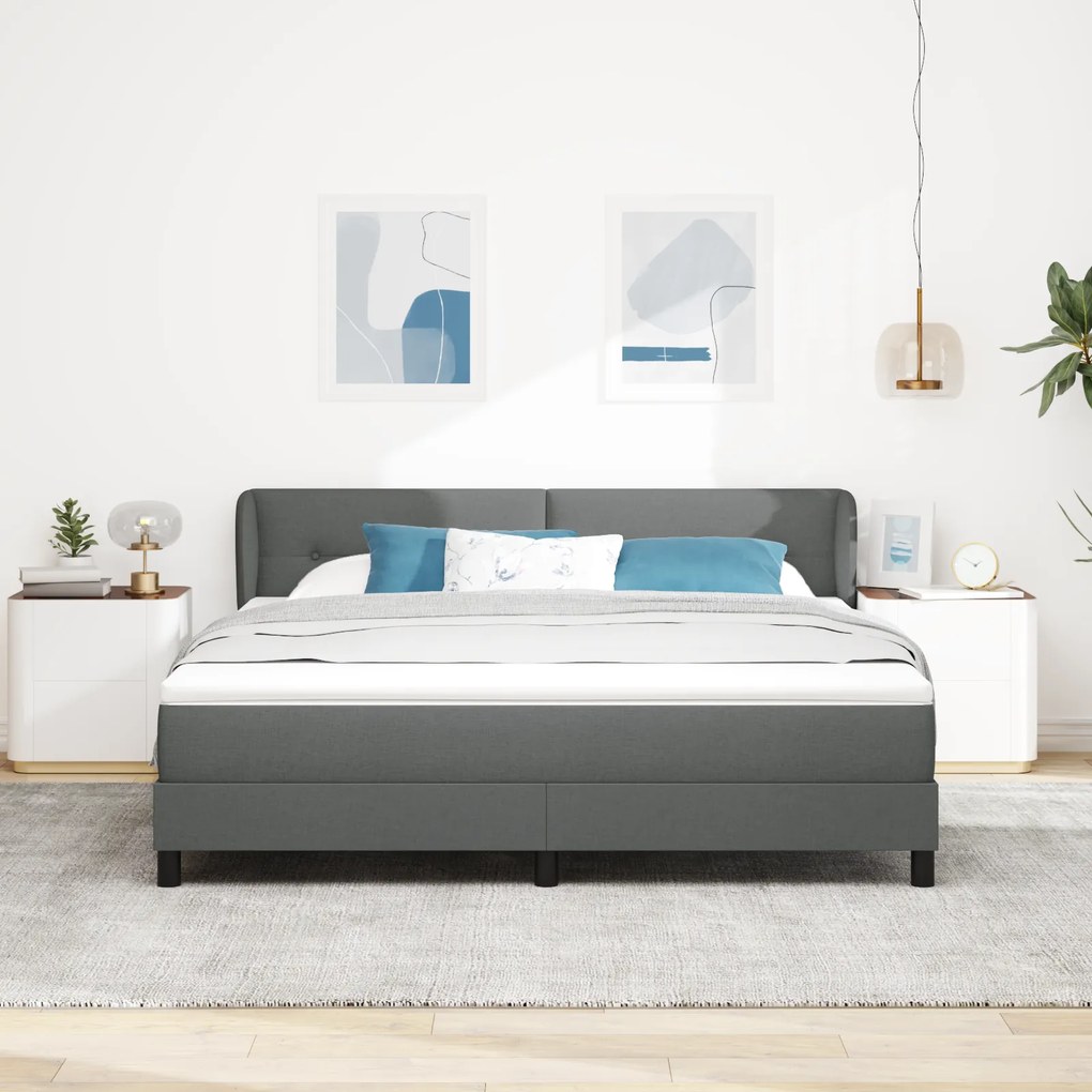 vidaXL Κρεβάτι με Στρώμα Στρώμα Σκούρο Γκρι 180x200 εκ. Ύφασμα