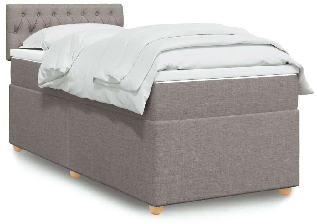 vidaXL Κρεβάτι Boxspring με Στρώμα Taupe 90x190 εκ.Υφασμάτινο