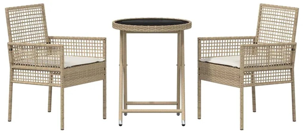 vidaXL Σετ Μπιστρό Κήπου 3 pcs Μπεζ συνθετικό ρατάν