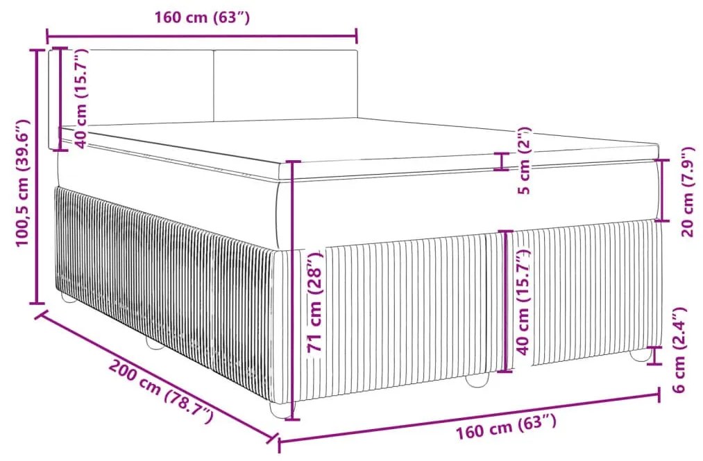 Κρεβάτι Boxspring με Στρώμα Taupe 160x200 εκ. Υφασμάτινο - Μπεζ-Γκρι