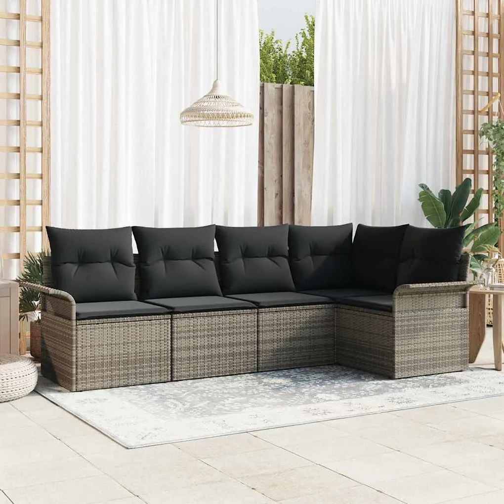 vidaXL Σετ Καναπέ Κήπου 5 pcs 242.5 x 132.5 x 85 εκ. Πολυ ράταν
