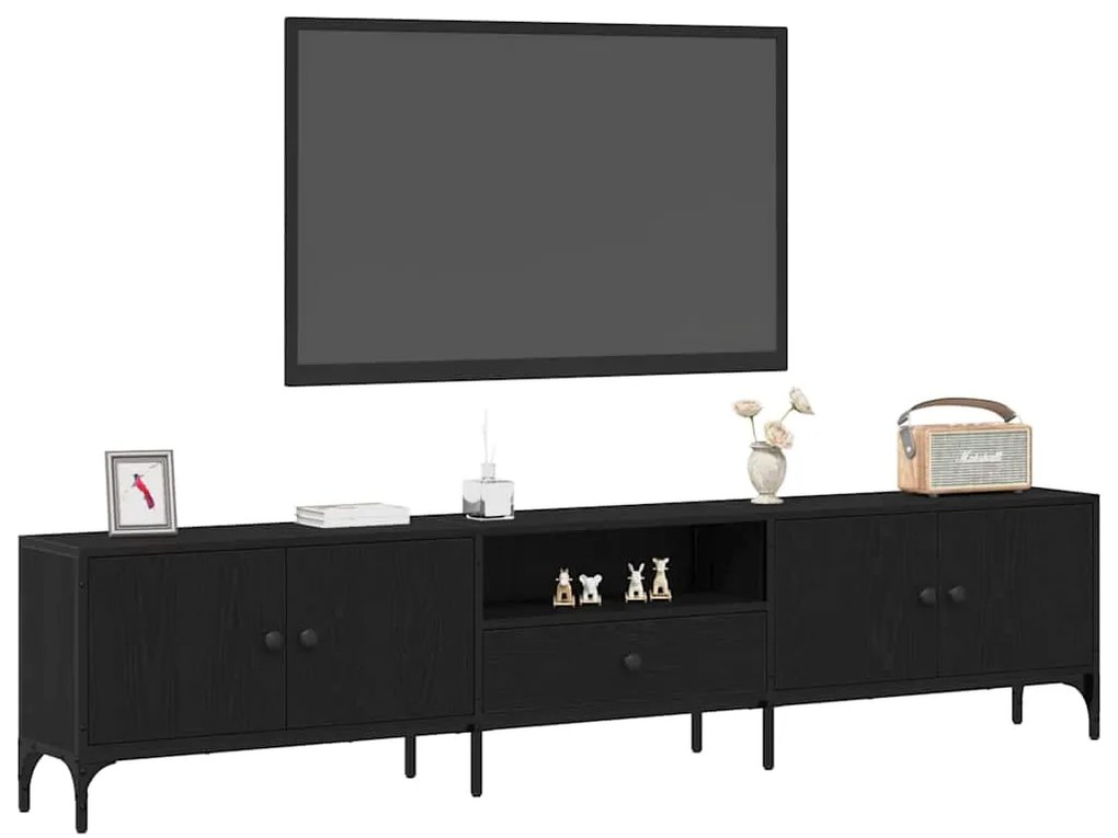 vidaXL Ντουλάπι TV Μαύρη δρυς 200 x 25 x 44 εκ Επεξεργασμένο ξύλο