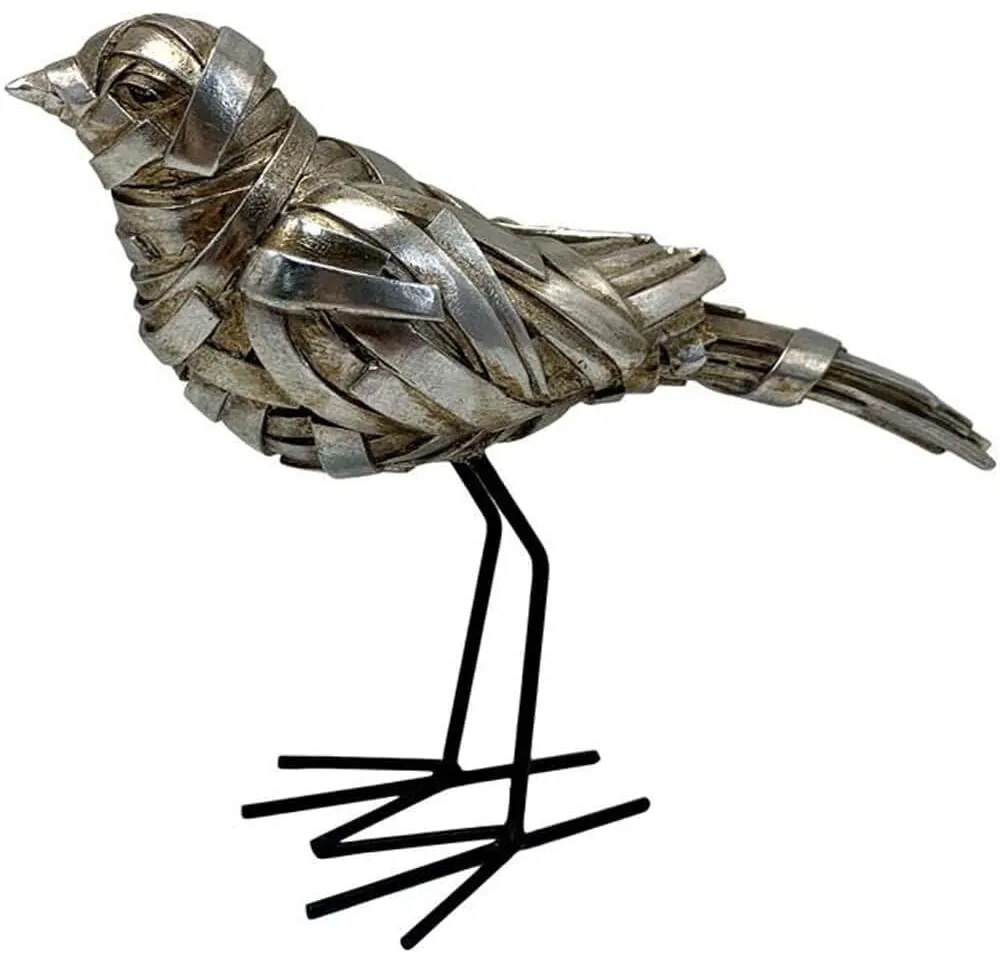 Διακοσμητική Φιγούρα Bird 279-225-317 20x7x17cm Silver Μέταλλο,Polyresin