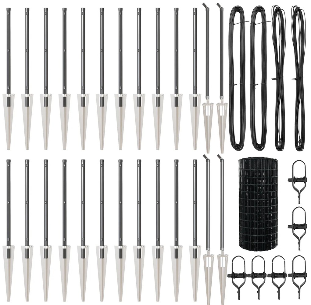 vidaXL Euro Fence με 13 Στήλες Σε Σχήμα Σφήνας 0.4x50 μ Γαλβανισμένο Ατσάλι Γκρι