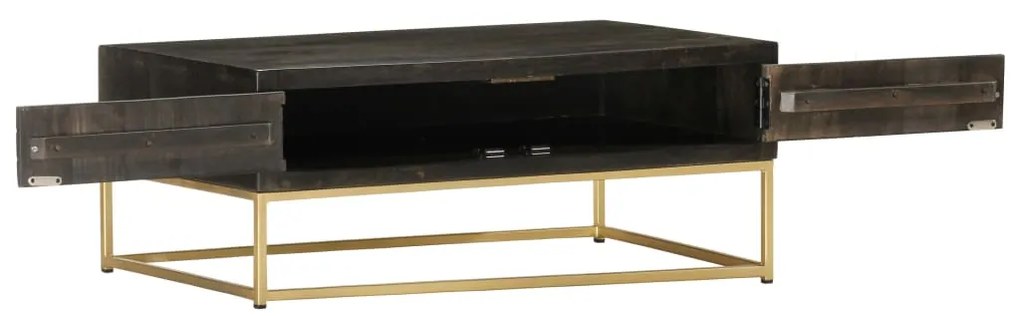 vidaXL Τραπεζάκι Σαλονιού Μαύρο/Χρυσό 90x50x35 εκ. Μασίφ Ξύλο Μάνγκο