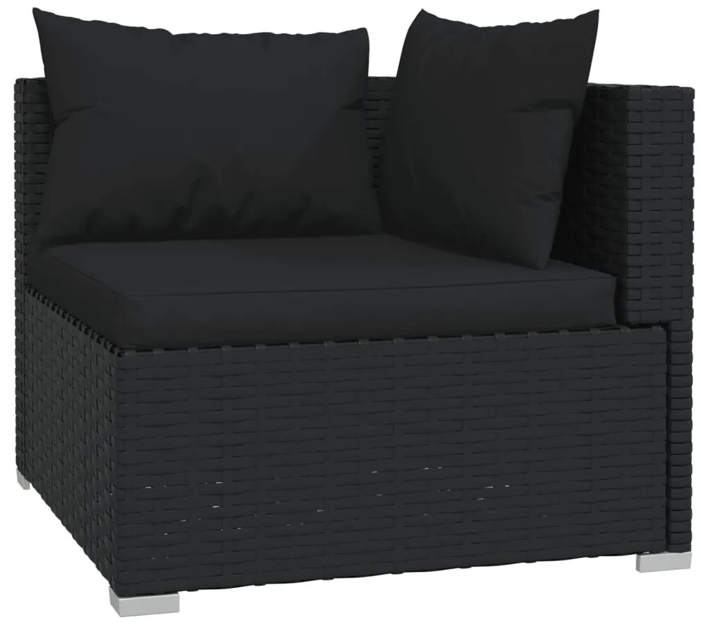 vidaXL Σαλόνι Κήπου 6 Τεμαχίων Μαύρο από Συνθετικό Ρατάν με Μαξιλάρια
