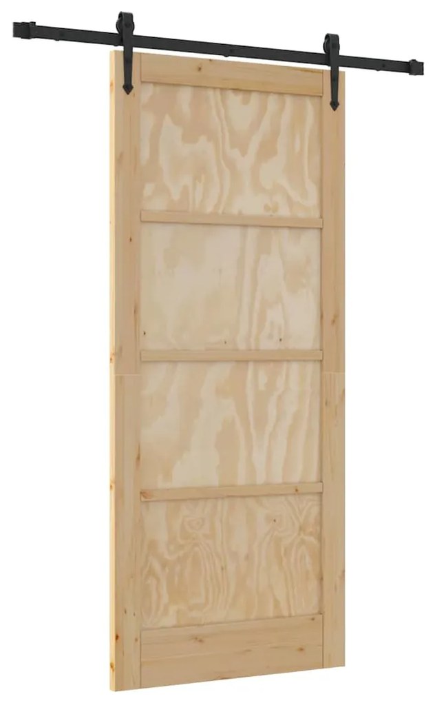 vidaXL Συρόμενη Πόρτα Καφέ 86 x 198.5 cm Μασίφ ξύλο πεύκου