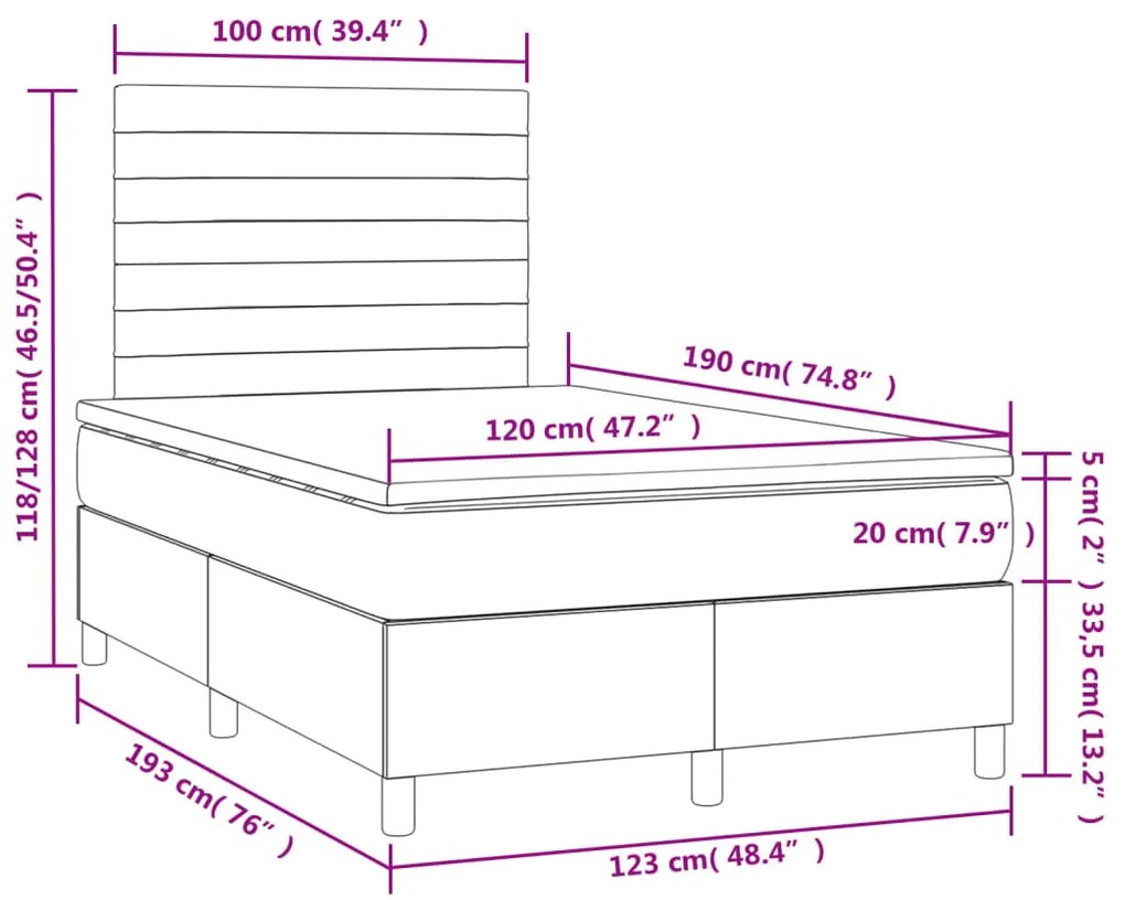 ΚΡΕΒΑΤΙ BOXSPRING ΜΕ ΣΤΡΩΜΑ &amp; LED ΣΚ. ΜΠΛΕ 120X190ΕΚ. ΒΕΛΟΥΔΙΝΟ 3270321