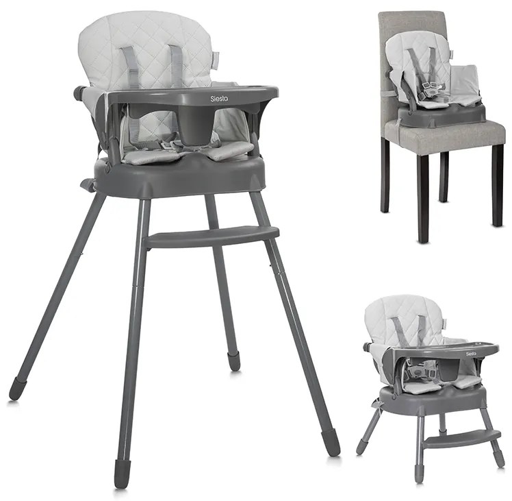 Καρεκλάκι φαγητού Siesta 3in1 Grey Leather 10100532506 Lorelli