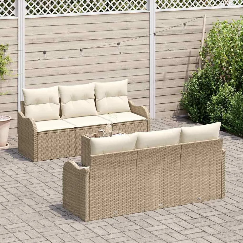vidaXL Σετ Καναπέ Κήπου 7 pcs Μπεζ 55 x 55 x 37 εκ Πολυ ράταν