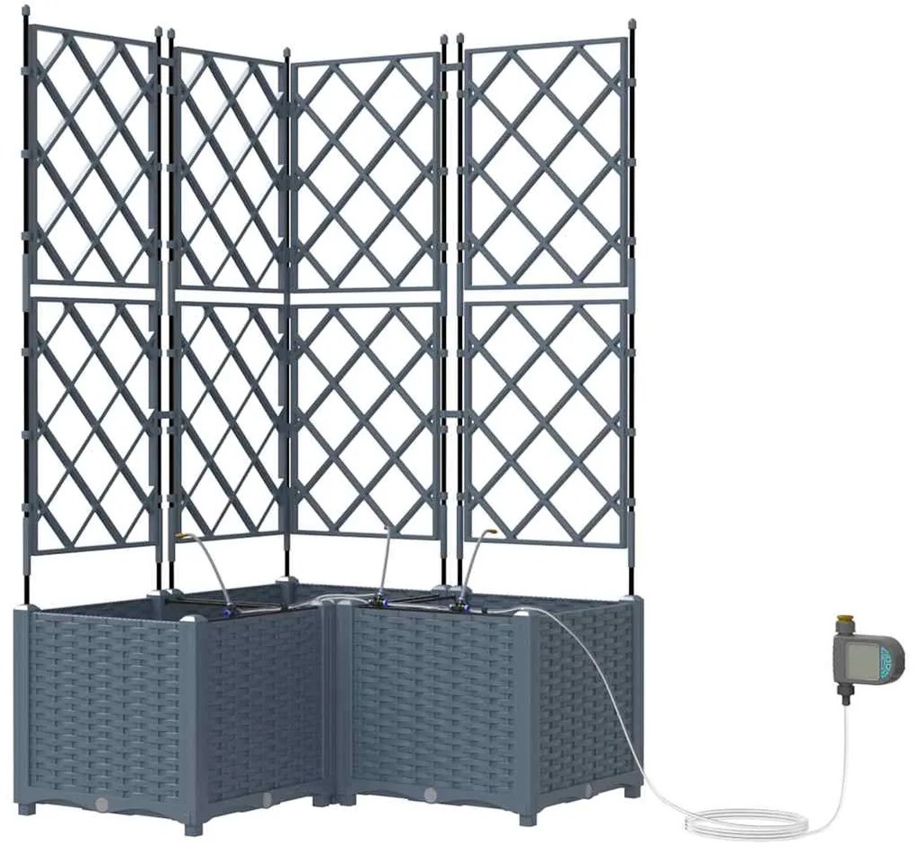 vidaXL Γλάστρες Κήπου 1 τεμ Ανοιχτό γκρι 80 x 80 x 142 cm Πλαστικό