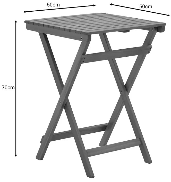 Τραπέζι κήπου Lazio pakoworld πτυσσόμενο φυσικό ξύλο ακακίας 50x50x70εκ