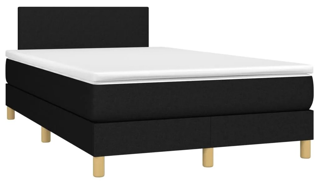 Κρεβάτι Boxspring με Στρώμα &amp; LED Μαύρο 120x200 εκ. Υφασμάτινο - Μαύρο