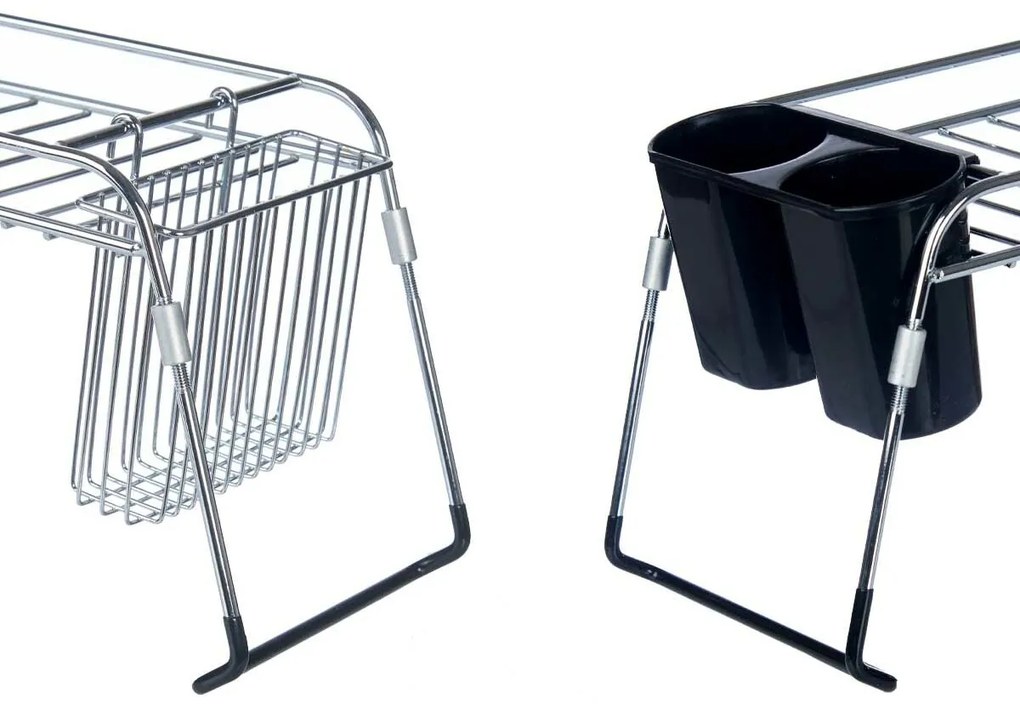 Επεκτάσιμο Στραγγιστήρι Πιάτων για Νεροχύτη Kinvara Μαύρο Ασημί 44 x 11 x 16 cm (4 Μονάδες)