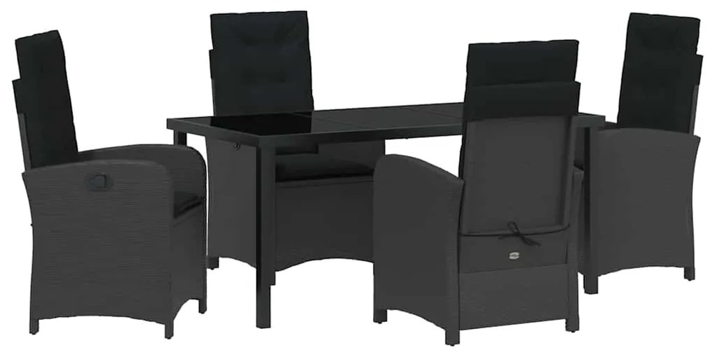 vidaXL Σέτ φαγητού για κήπο 5 pcs Μαύρο συνθετικό ρατάν