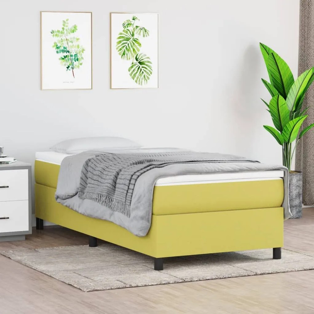 Κρεβάτι Boxspring με Στρώμα Πράσινο 100 x 200 εκ. Υφασμάτινο - Πράσινο