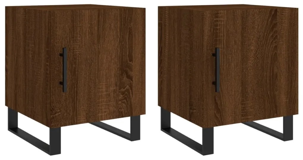 vidaXL Κομοδίνα 2 τεμ. Καφέ Δρυς 40 x 40 x 50 εκ. από Επεξεργ. Ξύλο