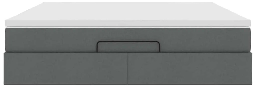 vidaXL Οθωμανικό κρεβάτι με στρώμα σκούρο γκρι 160x200cm ύφασμα
