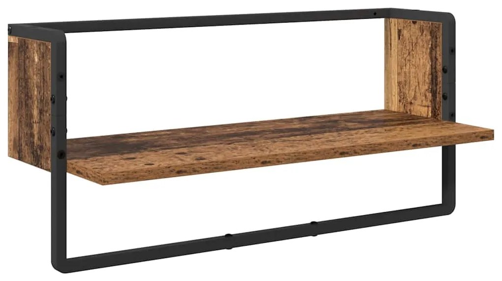vidaXL Σετ ραφιών τοίχου με ράφι 4 pcs Παλιό Ξύλο 65 x 25 x 30 cm