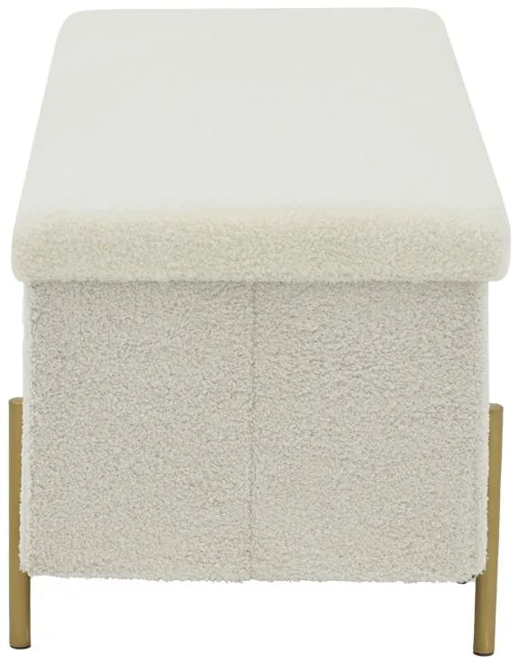 Σκαμπό-μπαούλο Ziwel μπουκλέ λευκό-χρυσό 80x40x40εκ 80x40x40 εκ.