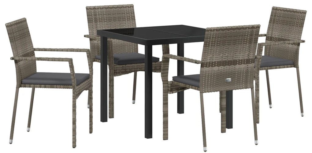vidaXL Σετ Καρεκλών Κήπου 4 με μαξιλάρι 5 pcs Γκρι 80 x 80 x 73 εκ