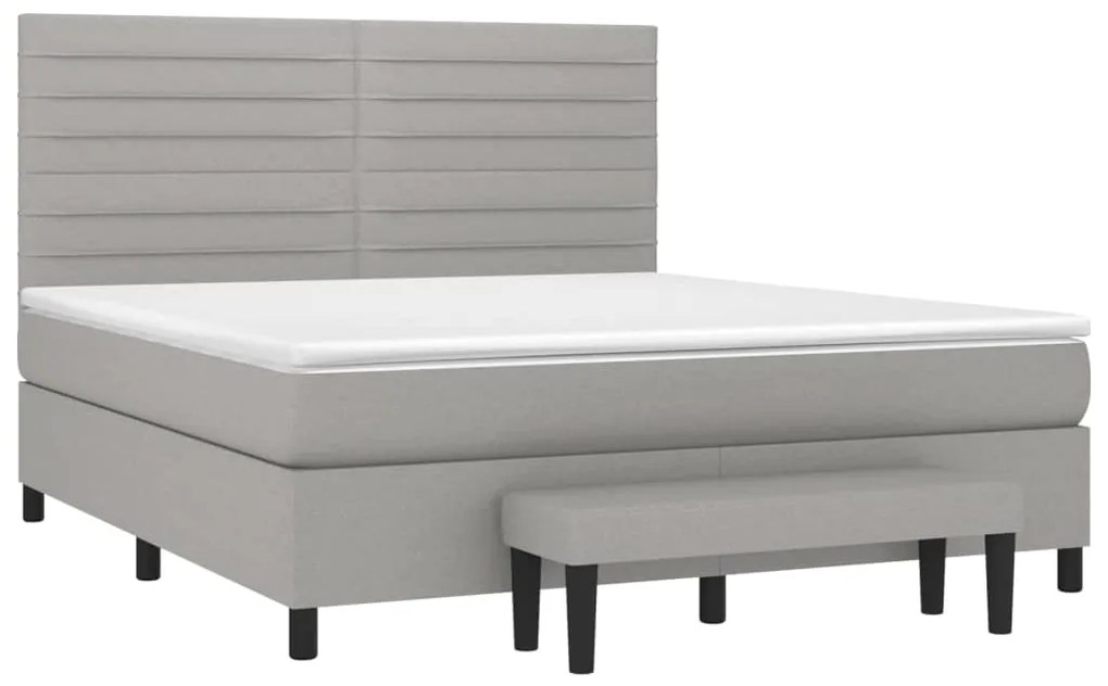 Κρεβάτι Boxspring με Στρώμα Αν. Πράσινο 160x200εκ Υφασμάτινο - Γκρι