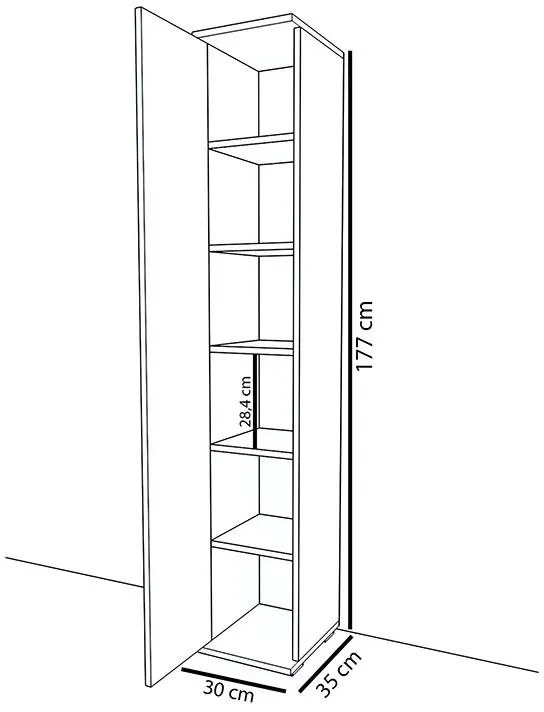 Ντουλάπι-στήλη Juan λευκό 30x35x177εκ 30x35x177 εκ.