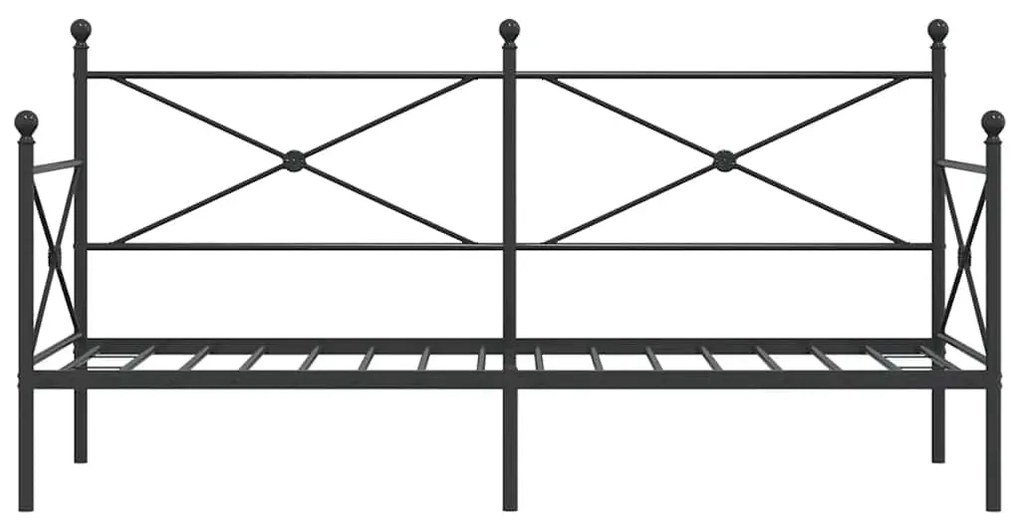 vidaXL Κρεβάτι ημέρας χωρίς στρώμα Μαύρο 90x200 cm Ατσάλι