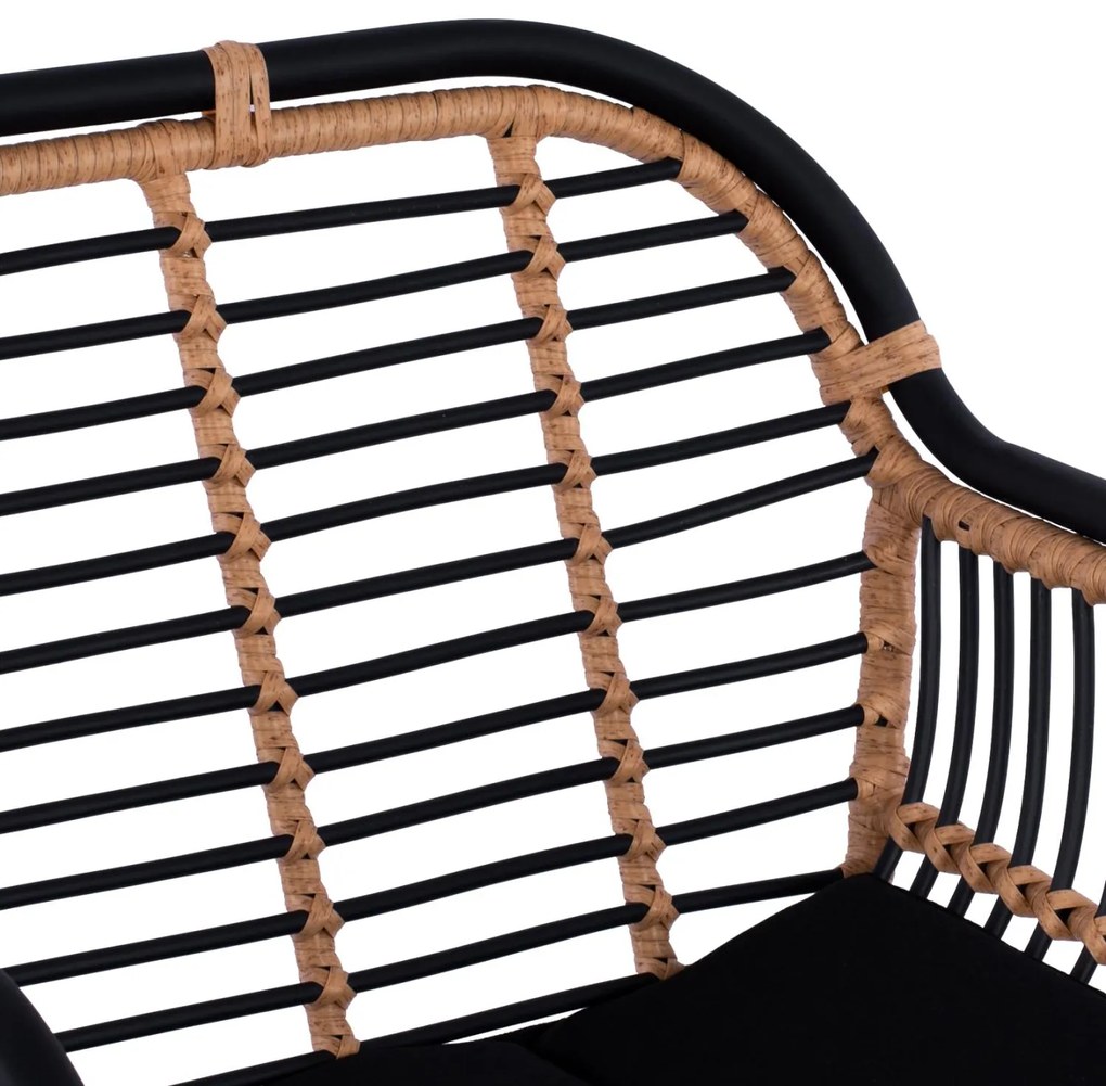Σκαμπό Μπαρ ALLEGRA C5690 Μεταλλικό με Μαύρο - Μπέζ Wicker 55x60x109Υ εκ. 55x60x109 εκ.