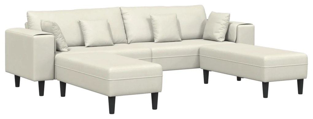 vidaXL Βελούδινος καναπές με μαξιλάρι 3 pcs Κρεμ 208 εκ. Βελούδο