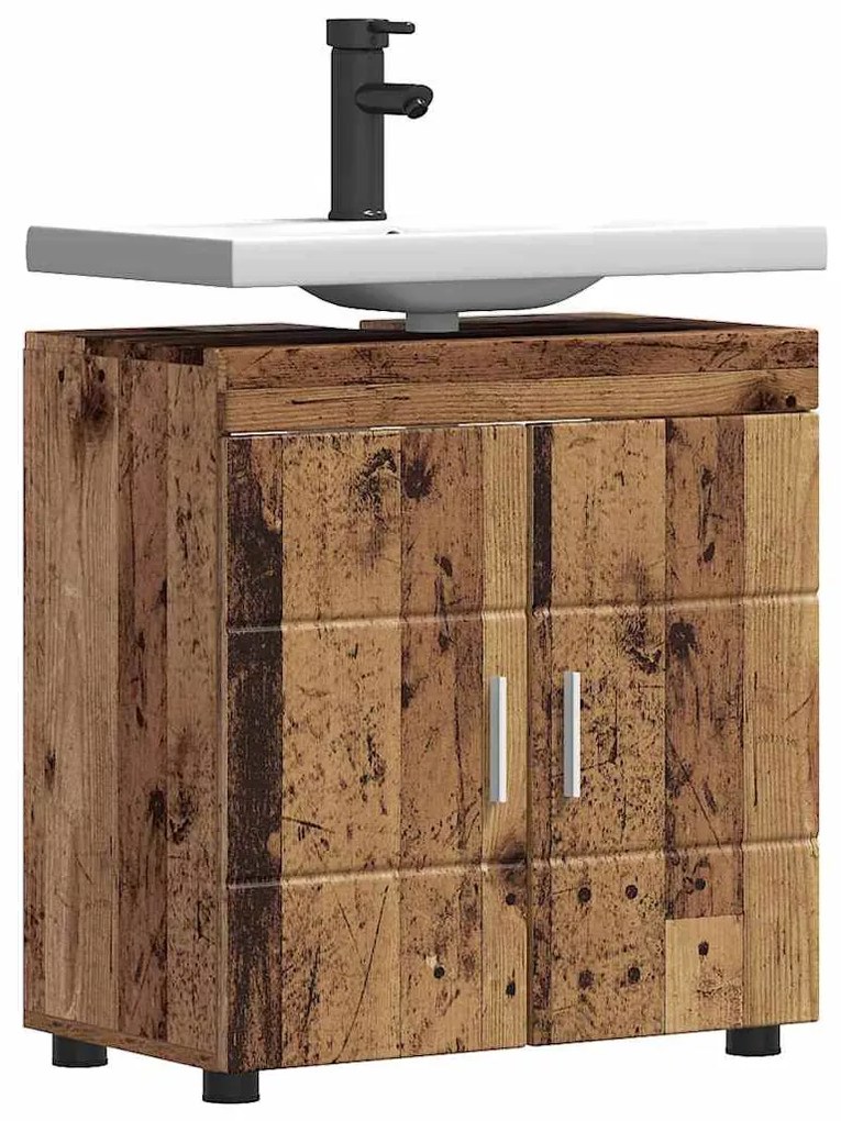 vidaXL Ντουλάπα νιπτήρα μπάνιου TULUM Παλαιό ξύλο 60 x 34 x 63 εκ
