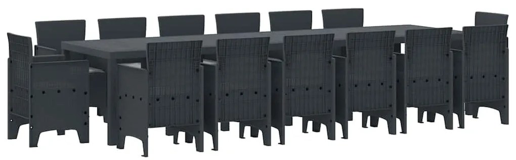 vidaXL Σέτ φαγητού για κήπο 15 pcs Ανθρακί Rattan Polt