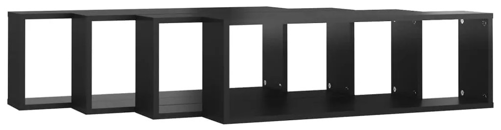 vidaXL Ράφια Κύβοι Τοίχου 4 τεμ. Γυαλ. Μαύρο 80x15x26,5εκ. Μοριοσανίδα