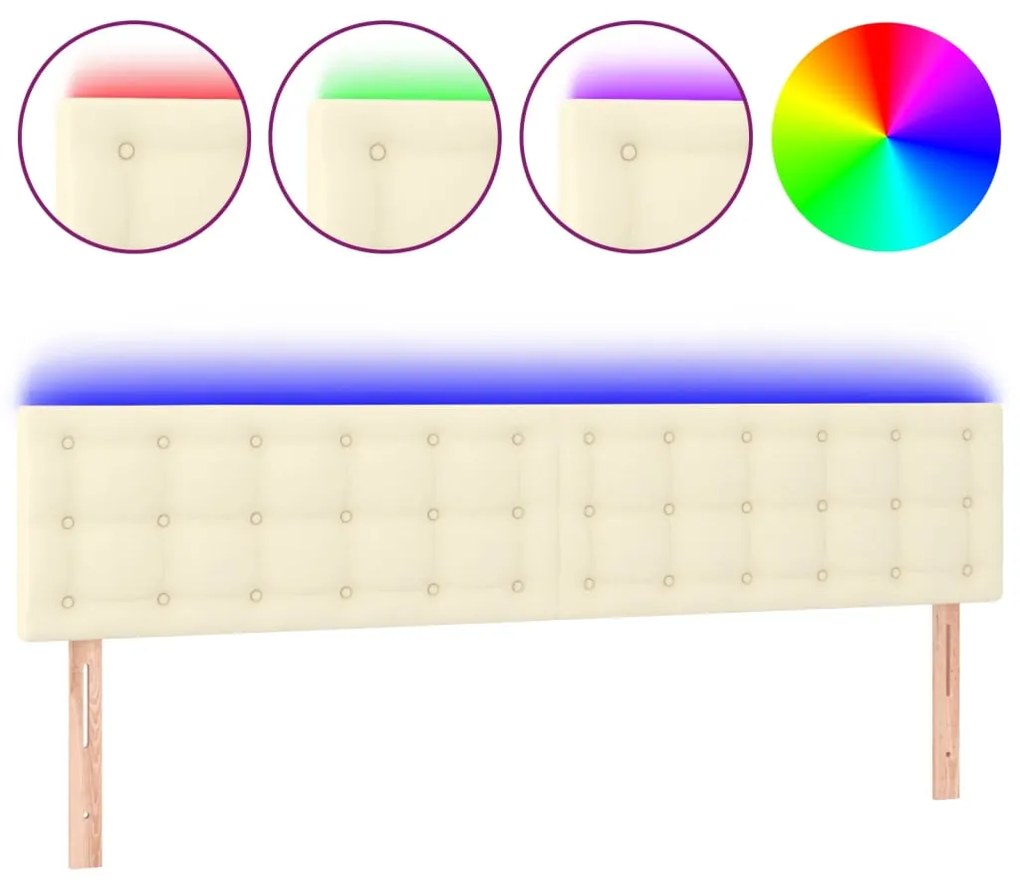 vidaXL Κεφαλάρι Κρεβατιού LED Κρεμ 160x5x78/88 εκ. από Συνθετικό Δέρμα