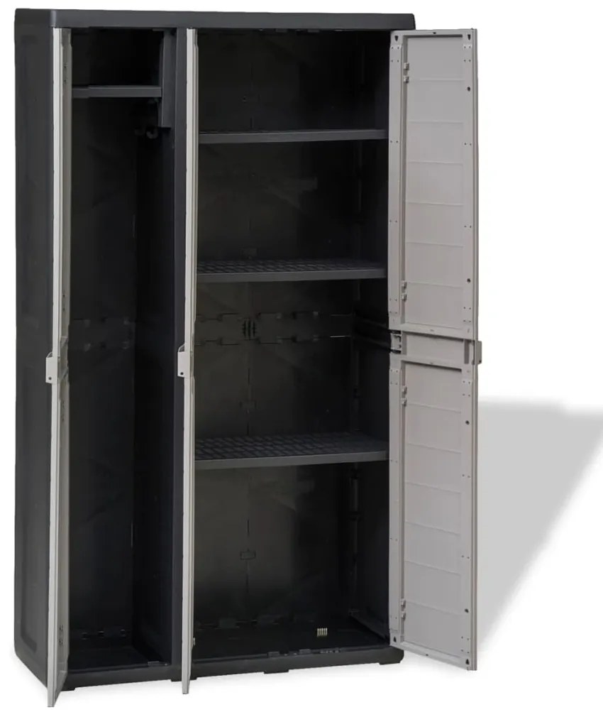 vidaXL Ντουλάπα Αποθήκευσης Εξωτερικού Χώρου με 4 Ράφια Μαύρη / Γκρι