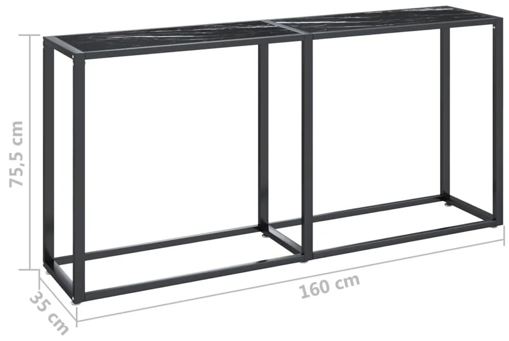 vidaXL Τραπέζι Κονσόλα Μαύρο Όψη Μαρμάρου 160x35x75,5 εκ. Ψημένο Γυαλί